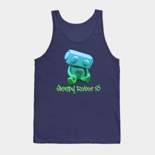 Sleepy Robot 13 Green Ombre Logo Tank Top